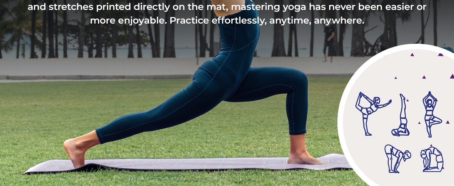 Instructional Yoga Mat with Carrying Strap: Cute Yoga Mat with 75 Illustrated