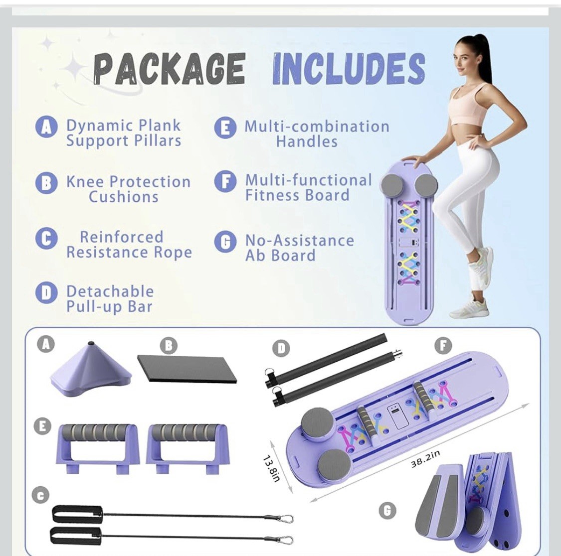 Pilates Board – Pilates Reformer Set, 7 in 1 Pilates Board for Home Workout