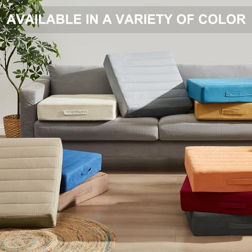2 Pcs High Density Foam Floor Pillow – Upgraded Large 2 Counts Light Gray