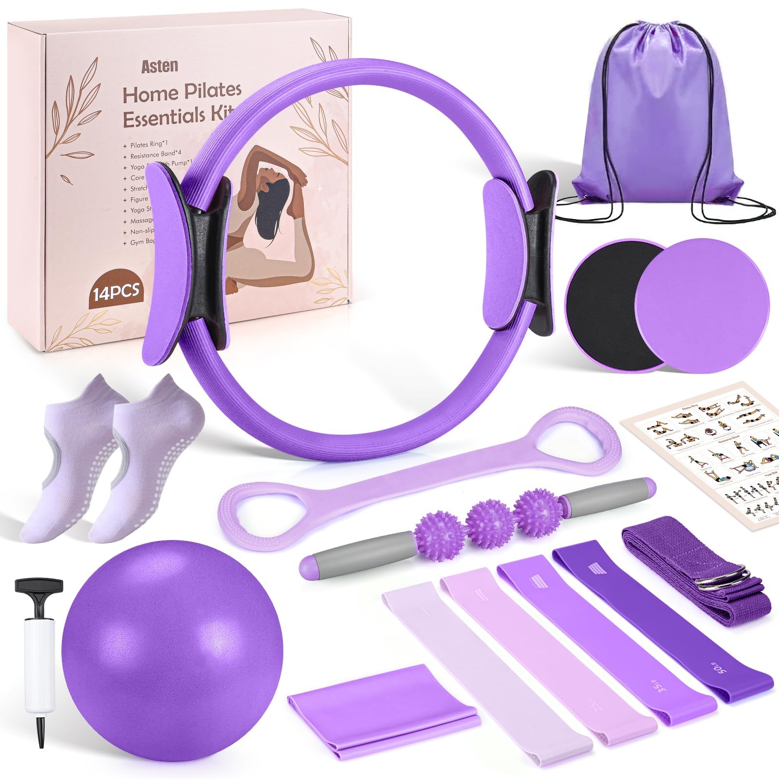 Home Pilates Kit for Women Pilates Equipment Pilates Ring and Ball Set with R…