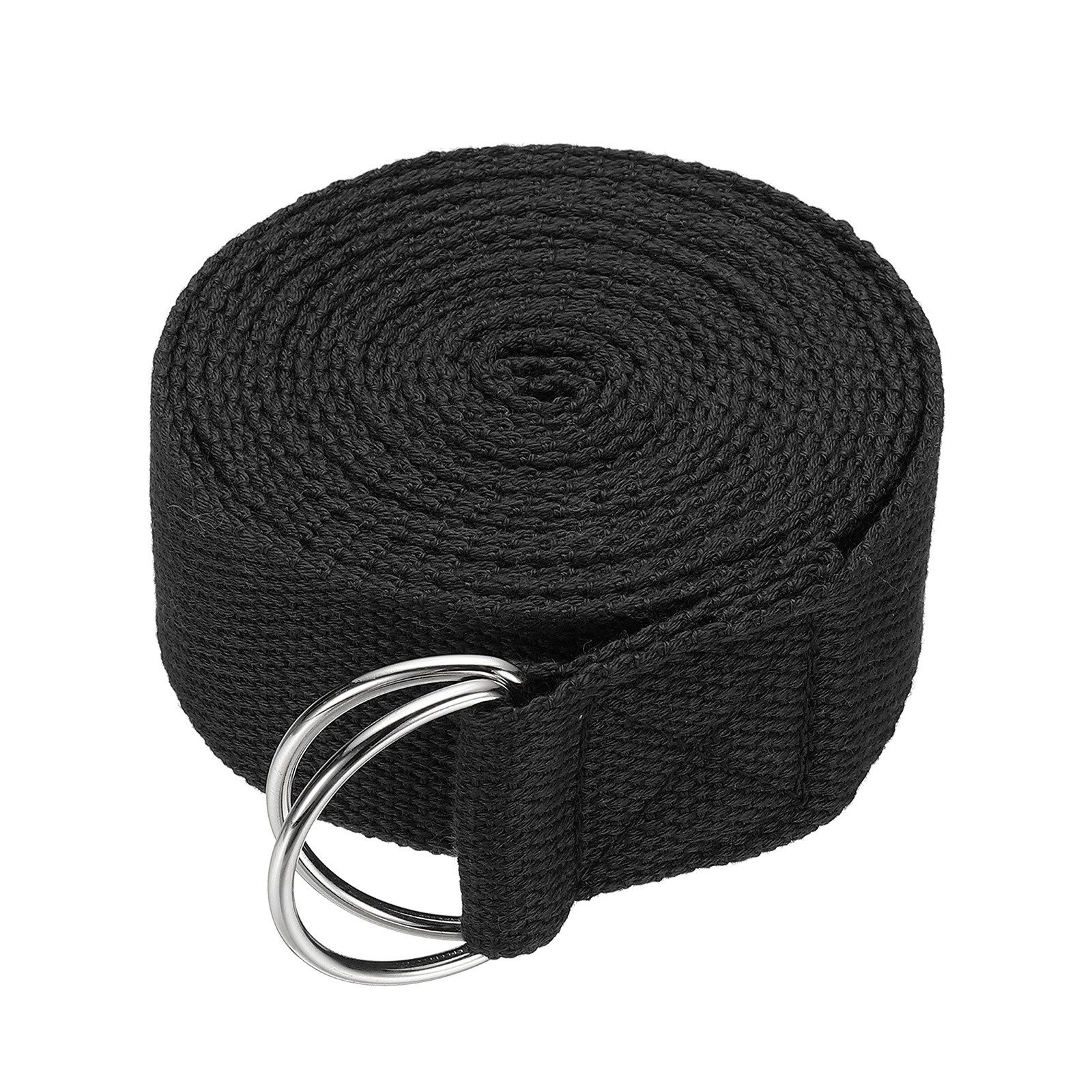 Yoga Strap with Adjustable Metal D Ring Buckle, 10.5ft & Black