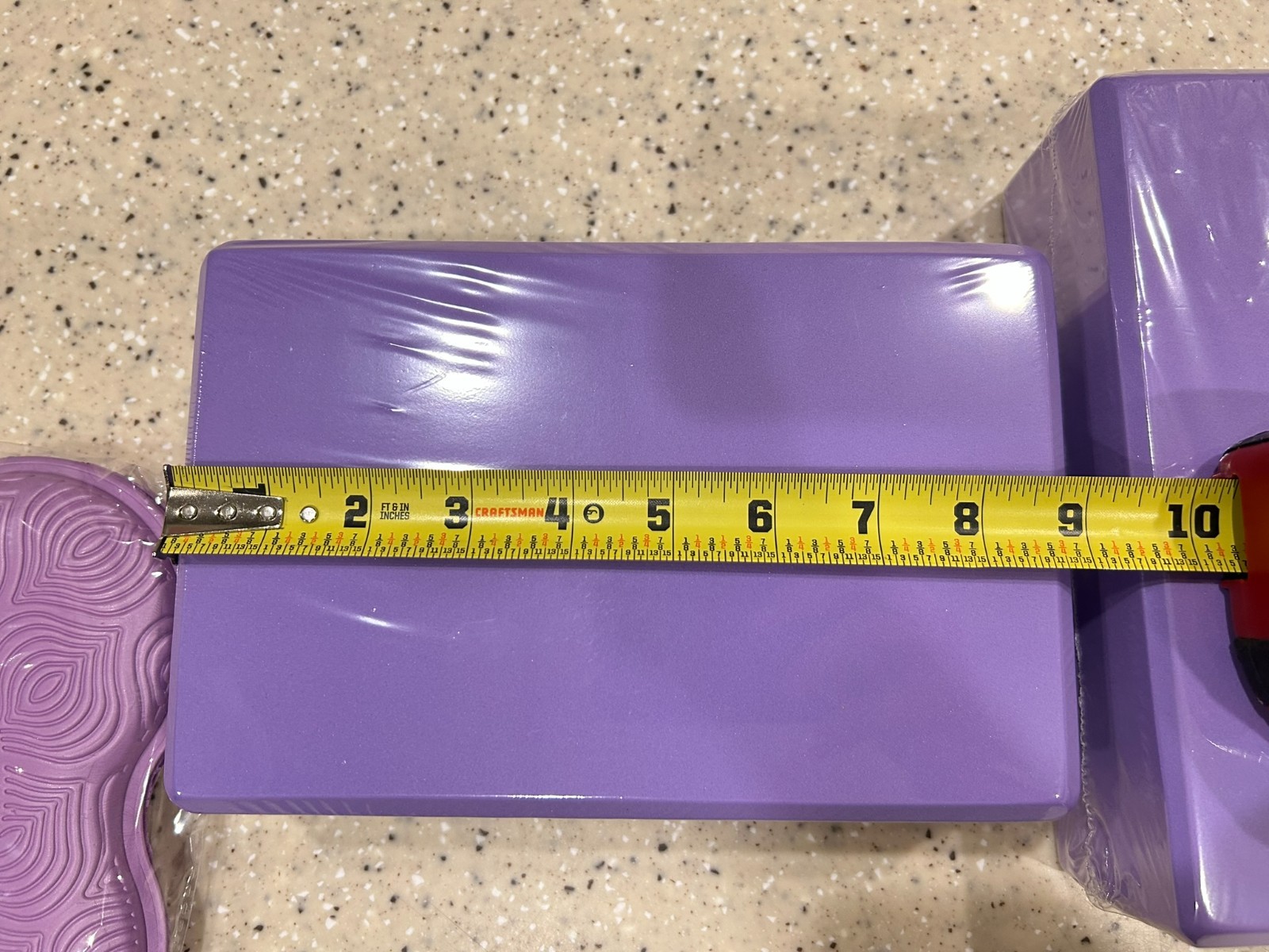 NEW! 2 Yoga Blocks & 2 Knee Pads Purple EVA Foam Pilates Stretch Wrist Support