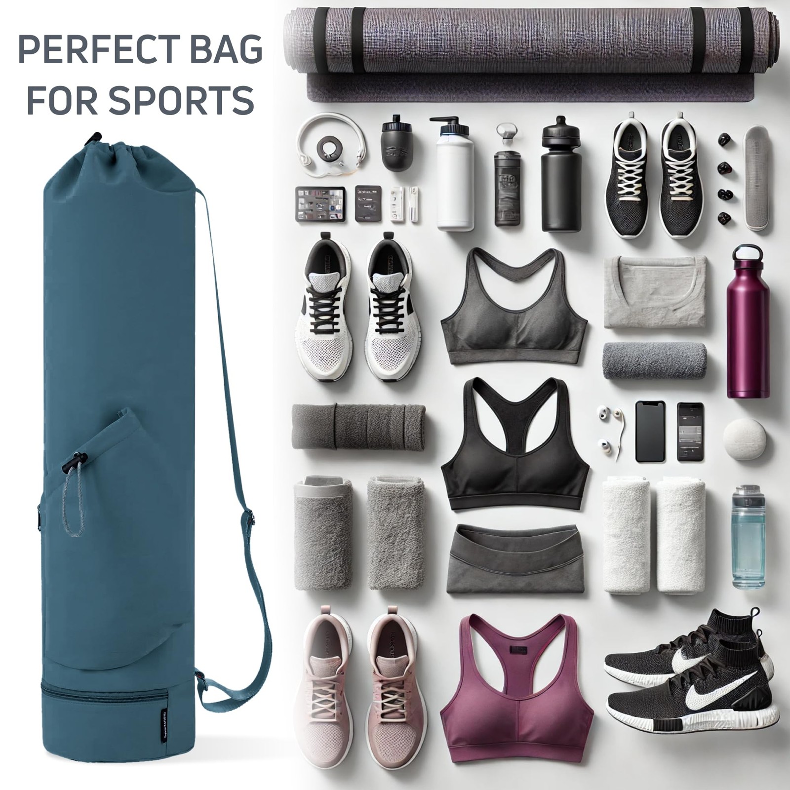 Yoga Mat Bag Carrier – Multi-Functional Gym Mat Bag with Water Bottle Pocket …