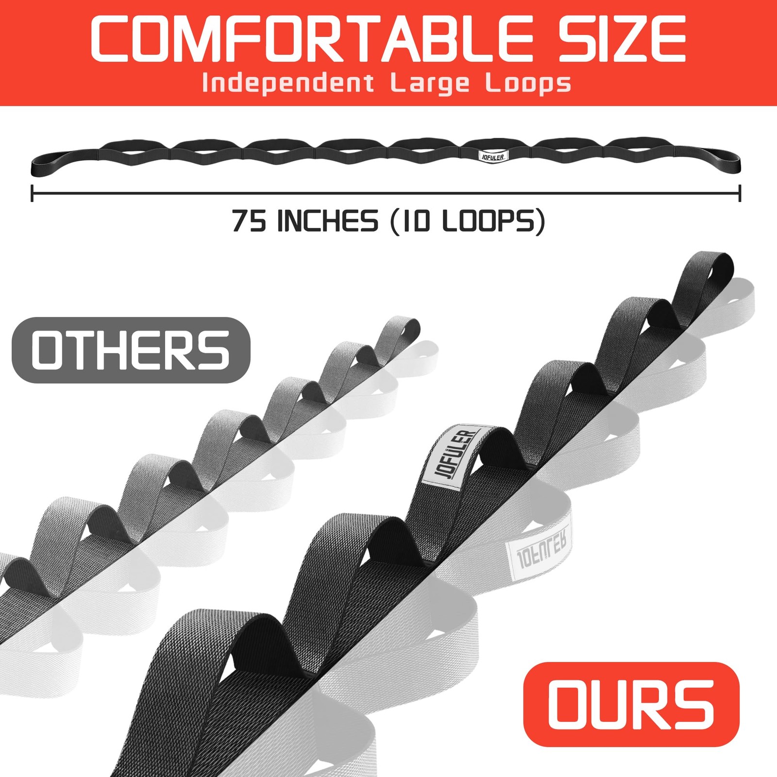 Stretching Strap for Physical Therapy and Home Rehab, 10 Loops NonElastic Yog…