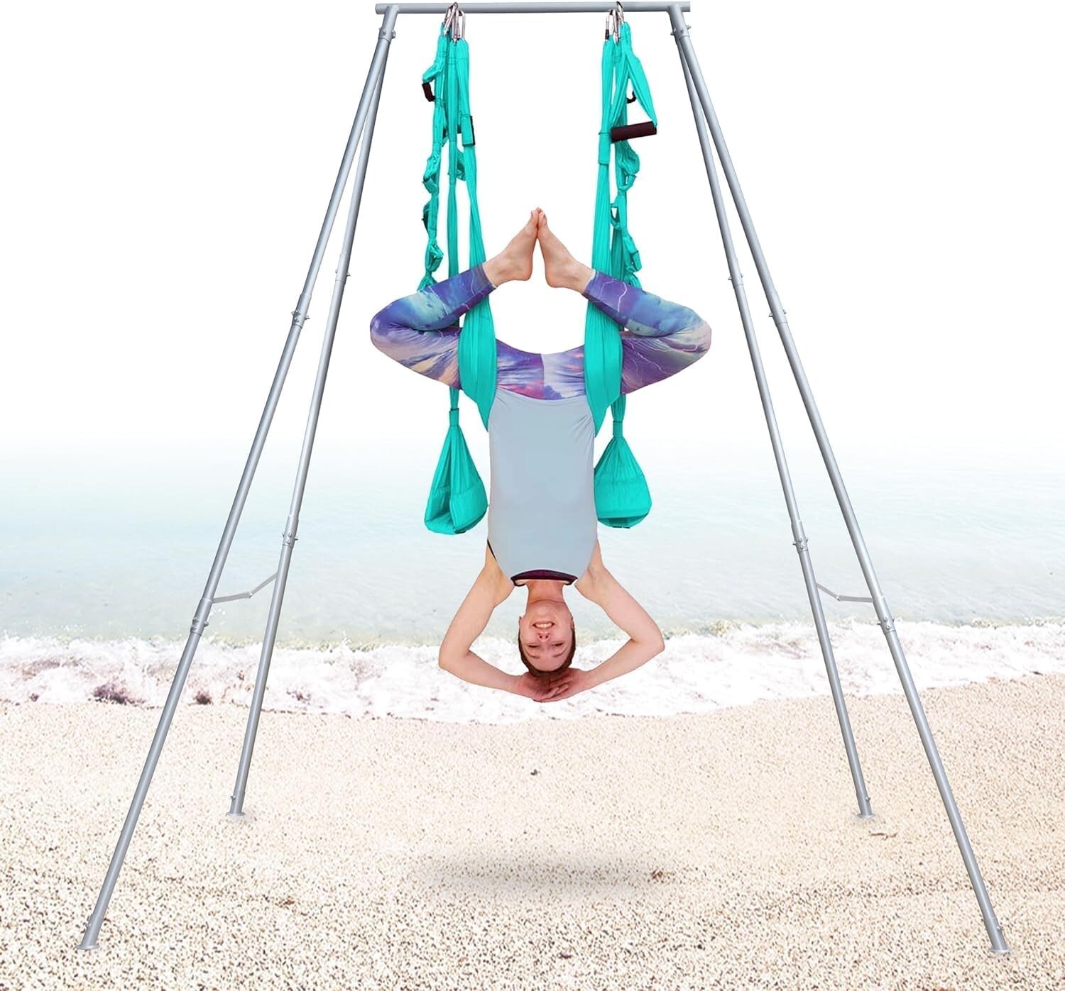 Yoga Stand-Free Standing Portable Aerial Rig Yoga swing Bar Steel-Up to 550 lbs