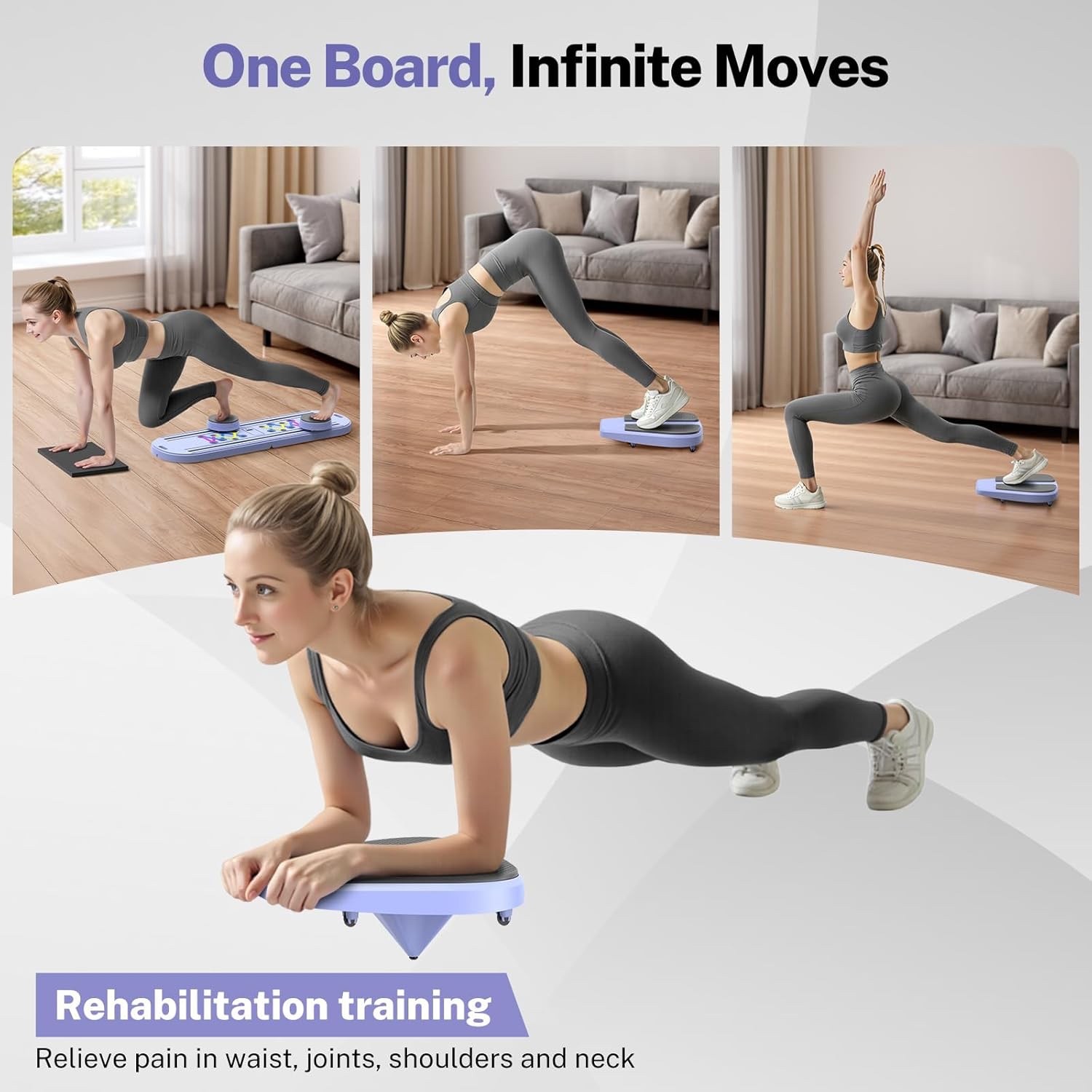 Pilates Board,Foldable ReformerPilates Equipment with Timer, Multi-PurposePURPLE