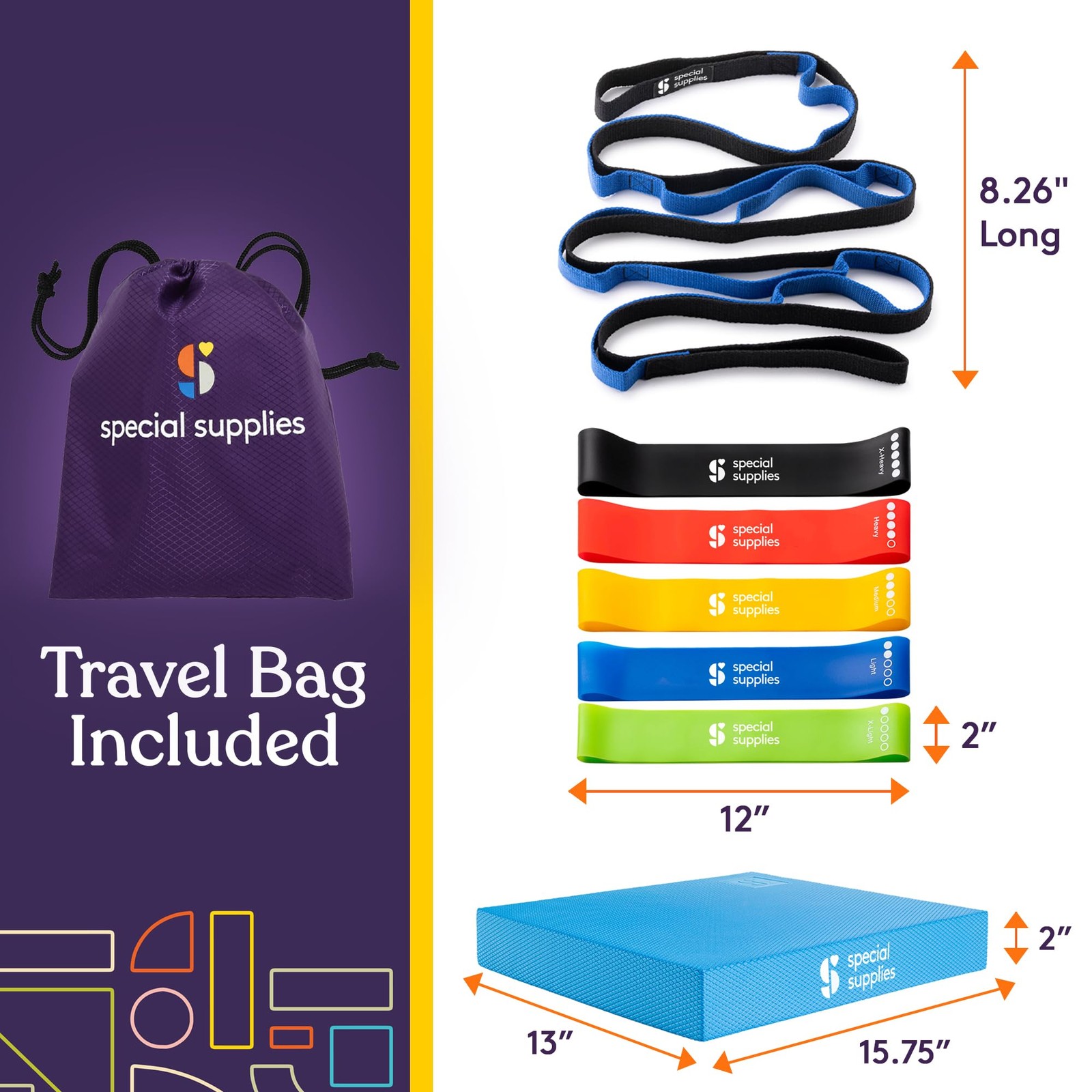 SPECIAL SUPPLIES Balance Board and Yoga Strap Set with Exercise Bands for Str…