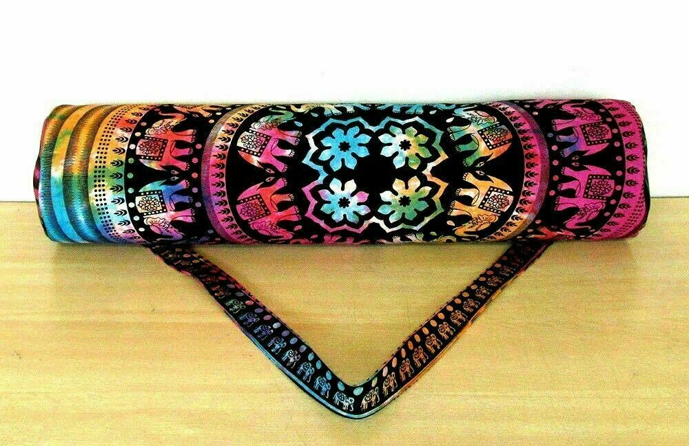 Solid 100% Cotton Mandala Yoga Mat Exercise Bag Travel Pilates Mattress Bag