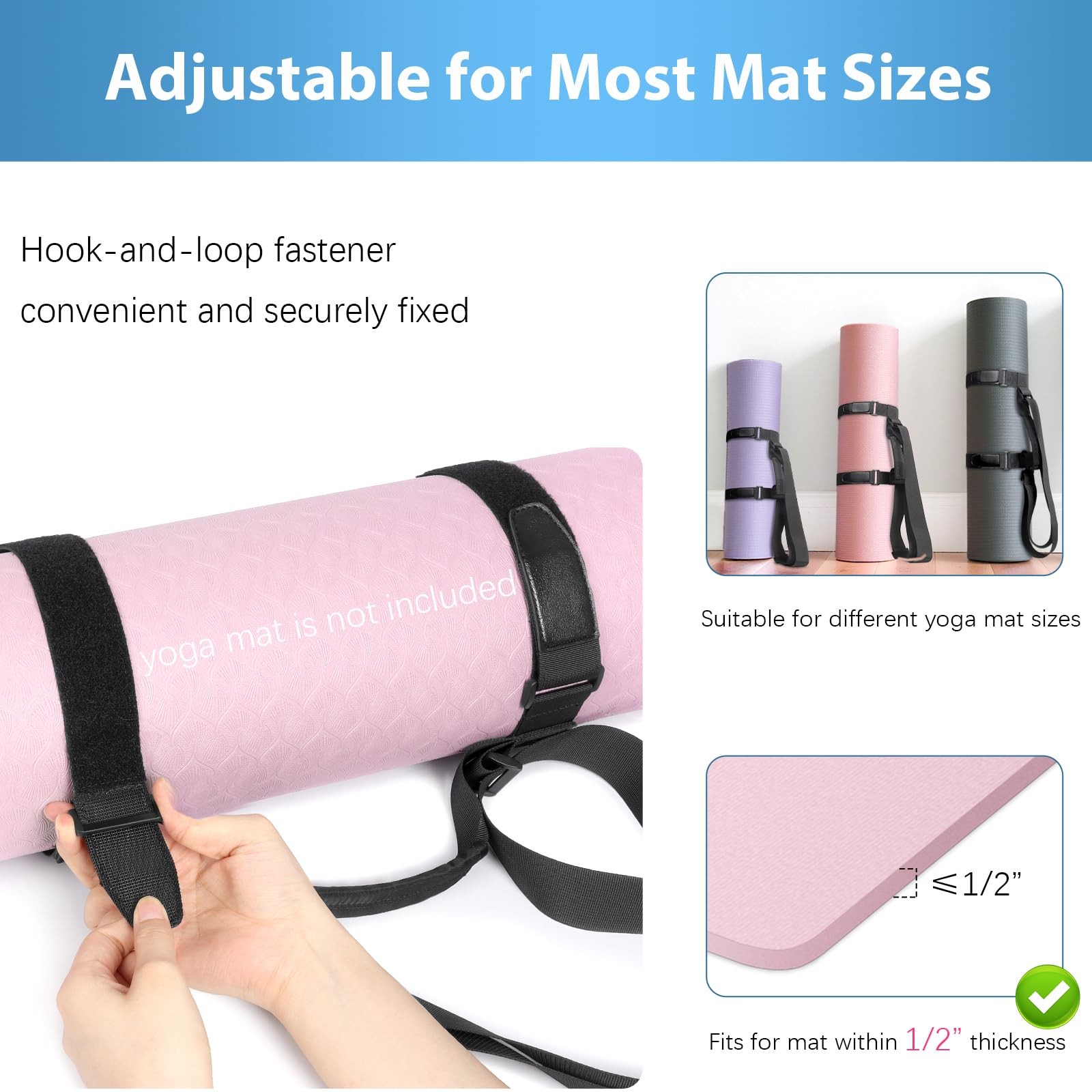 Yoga Mat Strap, Adjustable Yoga Mat Carrier with Shoulder Strap & Handle for …