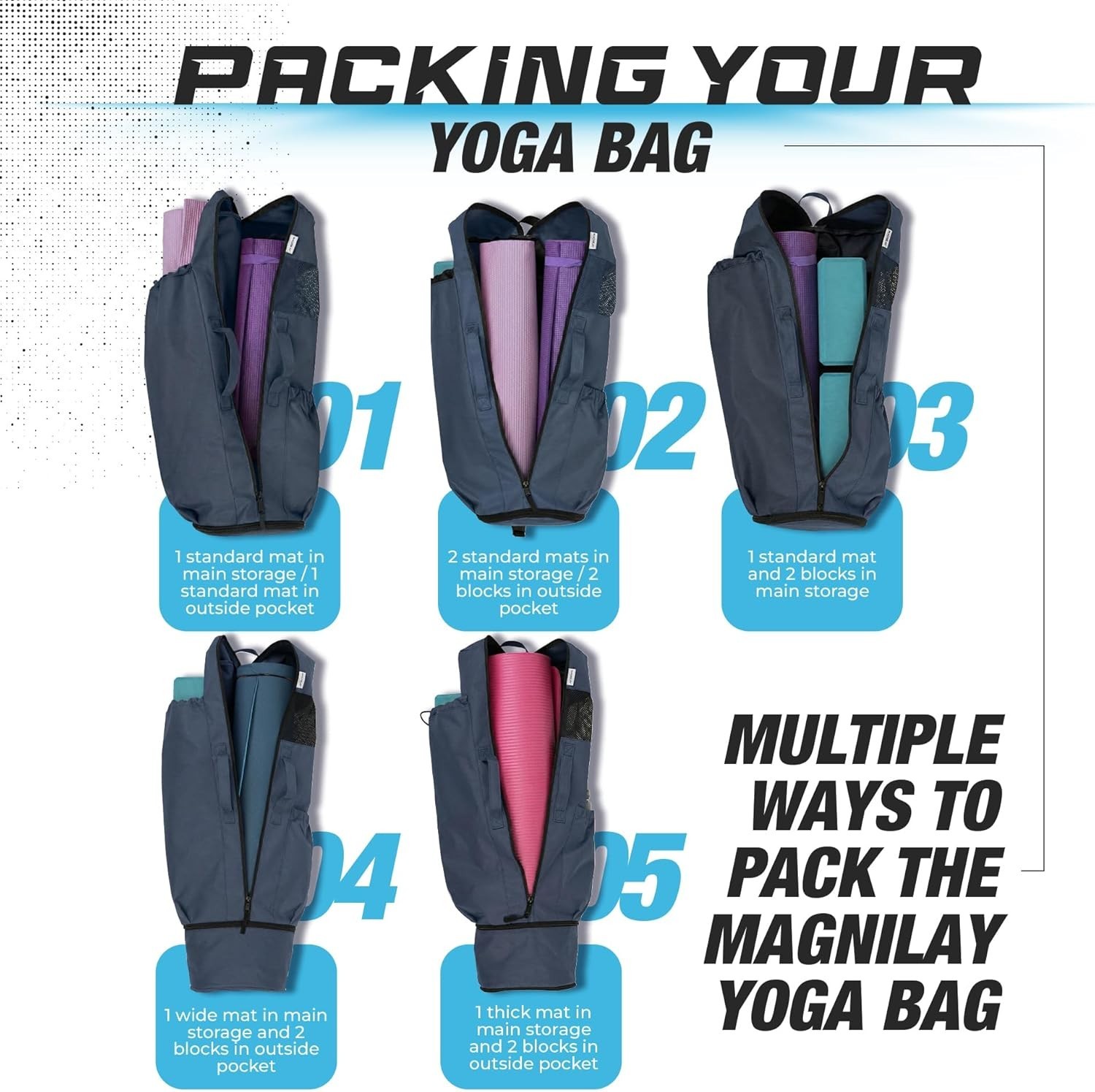 Yoga Mat Bag for Women and Men, Fits Mats and Accessories