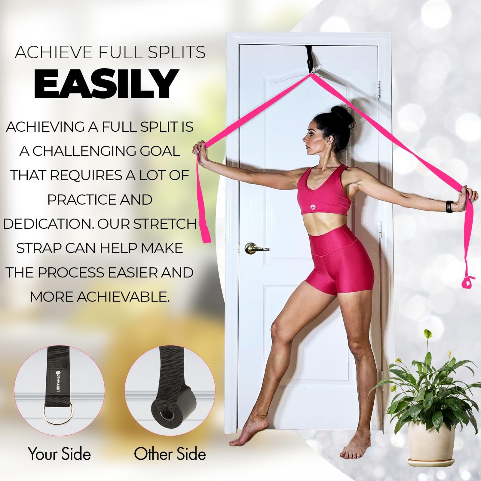 Pilates Stretching Strap with Door Anchor – Flexibility Equipment for Pilates…