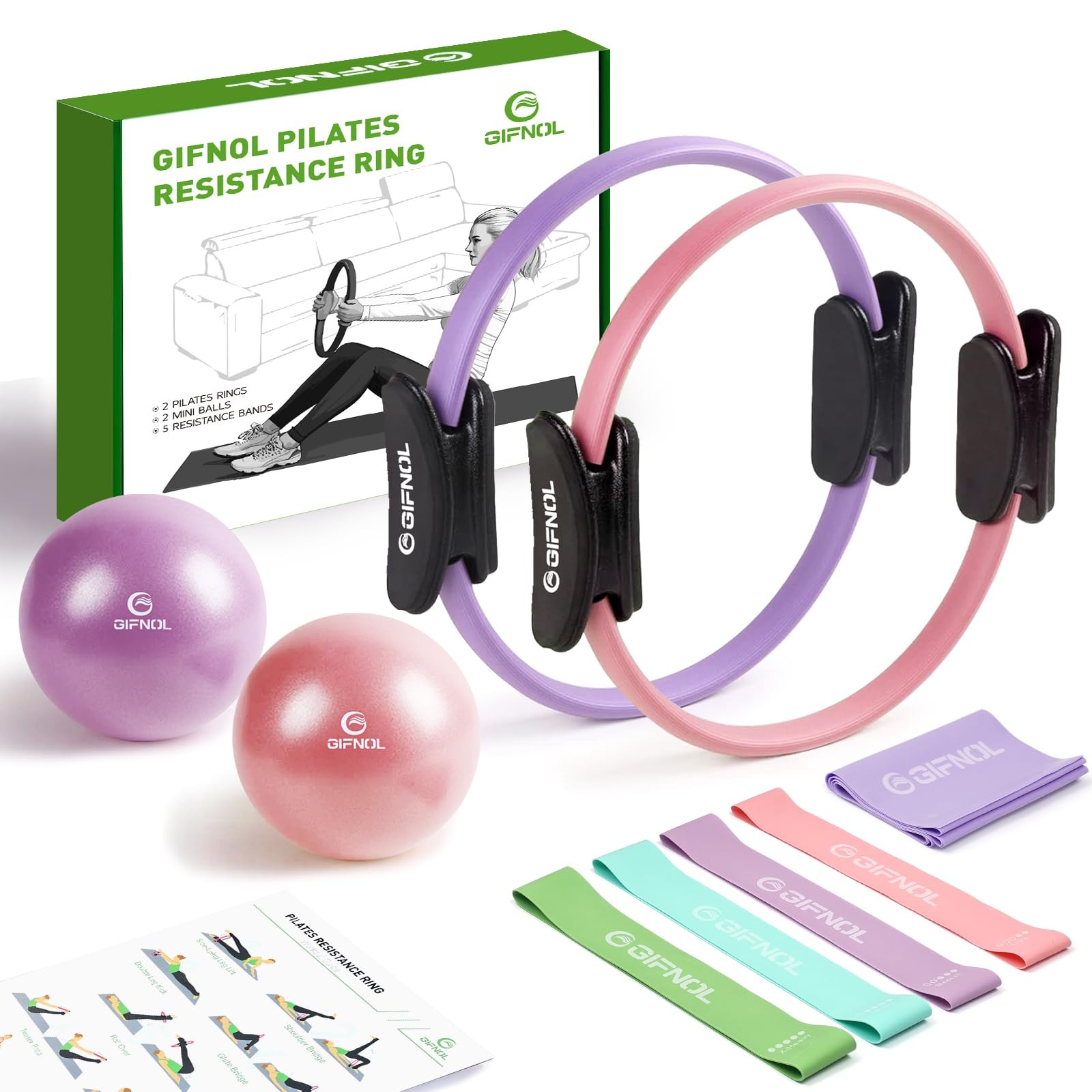 Pilates Ring and Set with Resistance Bands – Pilates Equipment for Home Worko…