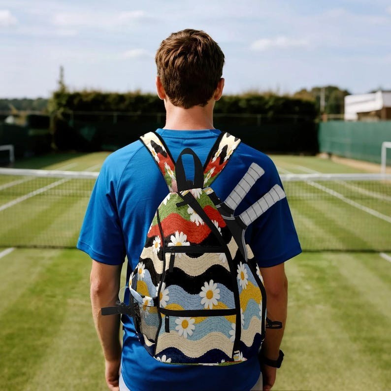 Striped Daisy Pickleball Backpack: Convertible Sling Bag, Lightweight and Adjust