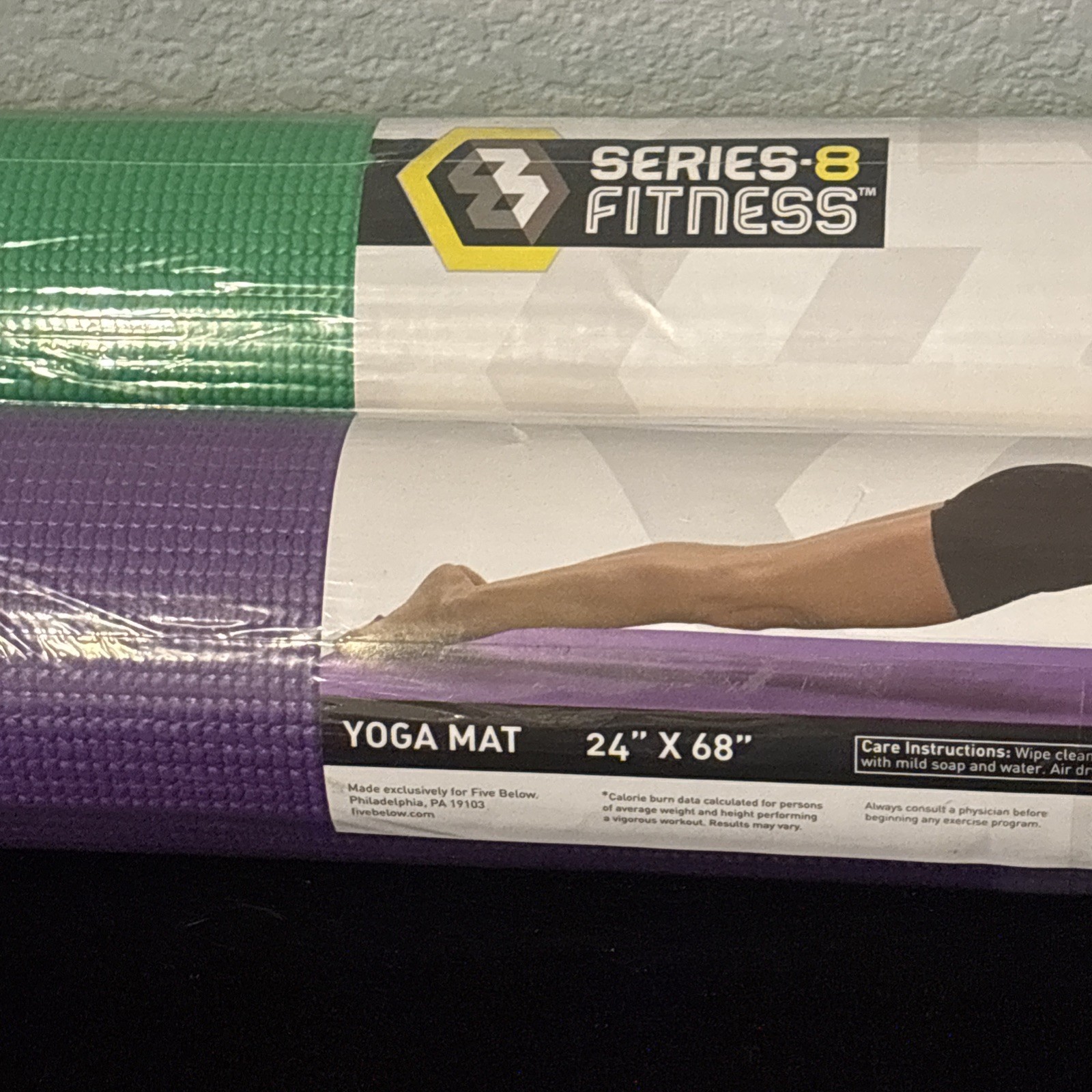 Series-8 Fitness 1/8&Prime; x 24&Prime; x 68&Prime; Yoga Mat Green or Purple NEW SEALED