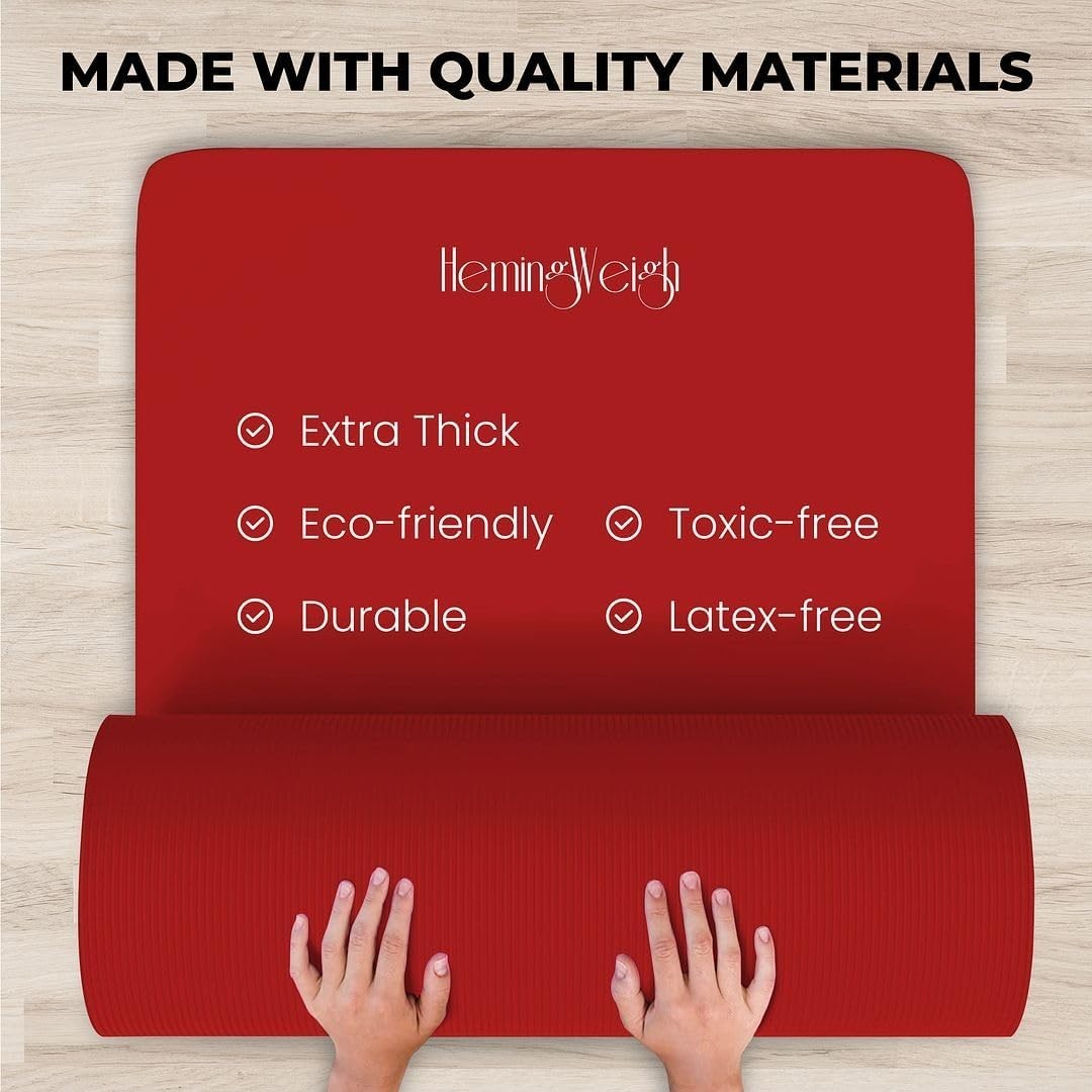 Yoga MatSet for Home Workouts 1/2 »Thick Length 72 »X24 »Mat Blocks Strap Towel