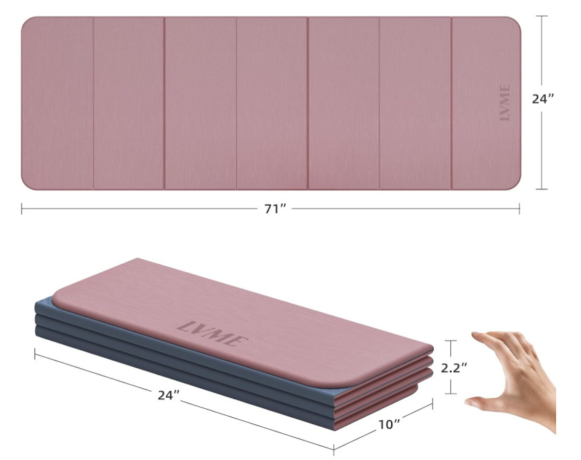 Foldable Yoga Mat, Environmental Sports Mat, Odorless TPE Material 71 x 24 inche
