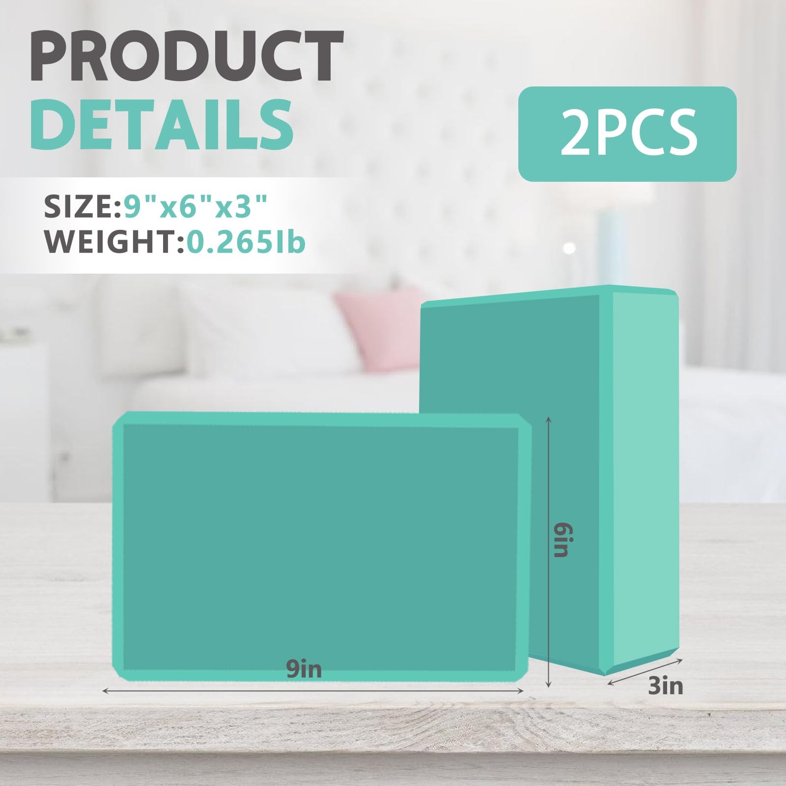 9&Prime;x6&Prime;x3&Prime; Yoga Blocks, Soft NonSlip Surface Premium Foam Blocks, Supportive, L…