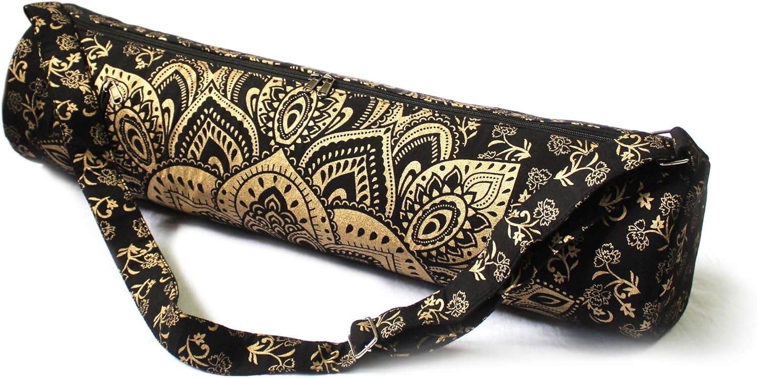 Lot of 10 Yoga Mat Bags Black Gold Mandala Hippie Carry Strap Gym Hippie Gypsy