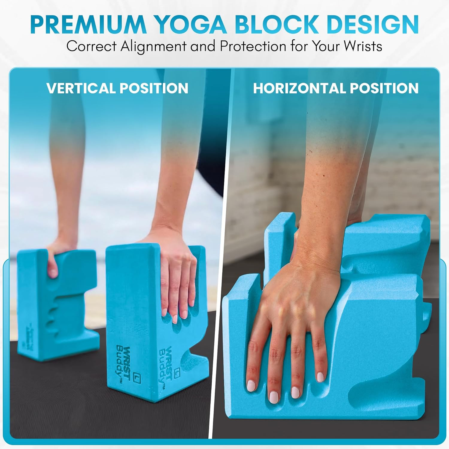 Wristbuddy® Yoga Blocks 2-Pack (Left + Right) — Ergonomic, Hand-Shaped EVA Block