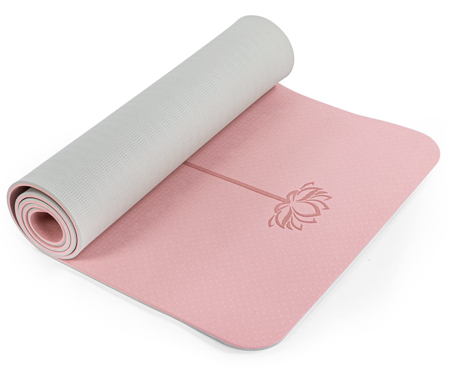 Non Slip, Pilates Fitness Mats, Eco Friendly, 72&Prime;x24&Prime;, Parfait Pink & Gray