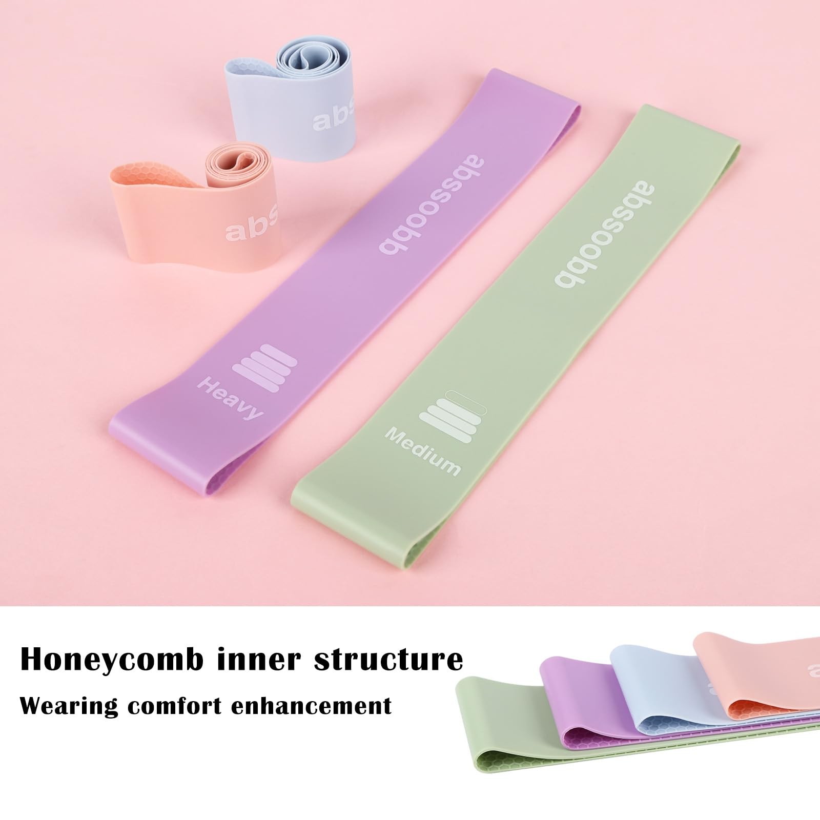 Abssoobb Silicone Resistance Loop 2-piece set X-Light，Medium, pink green