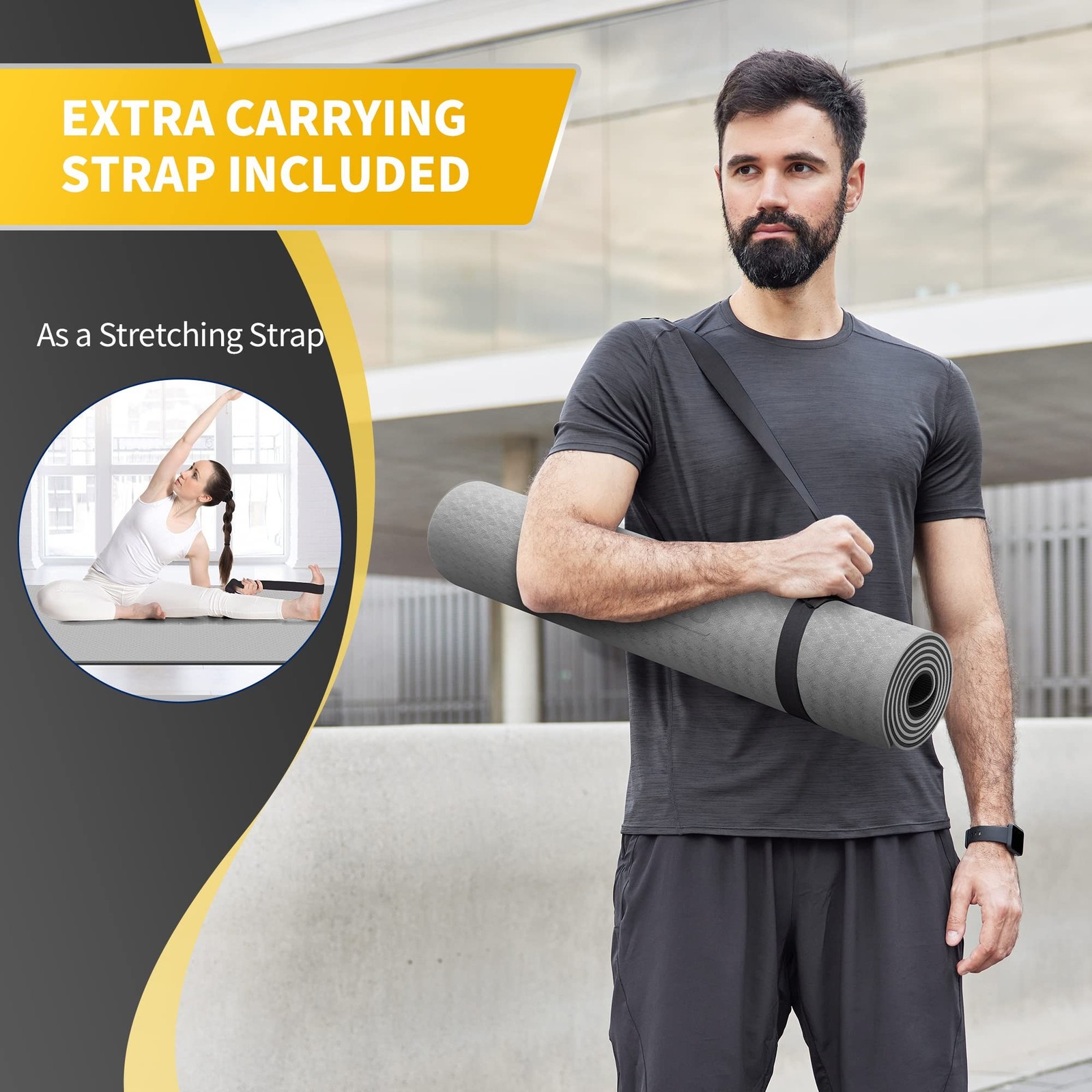 CAMBIVO Extra Wide Yoga Mat for Women and Men (72&Prime;x 32&Prime;x 1/4&Prime;), Eco-Friendly …