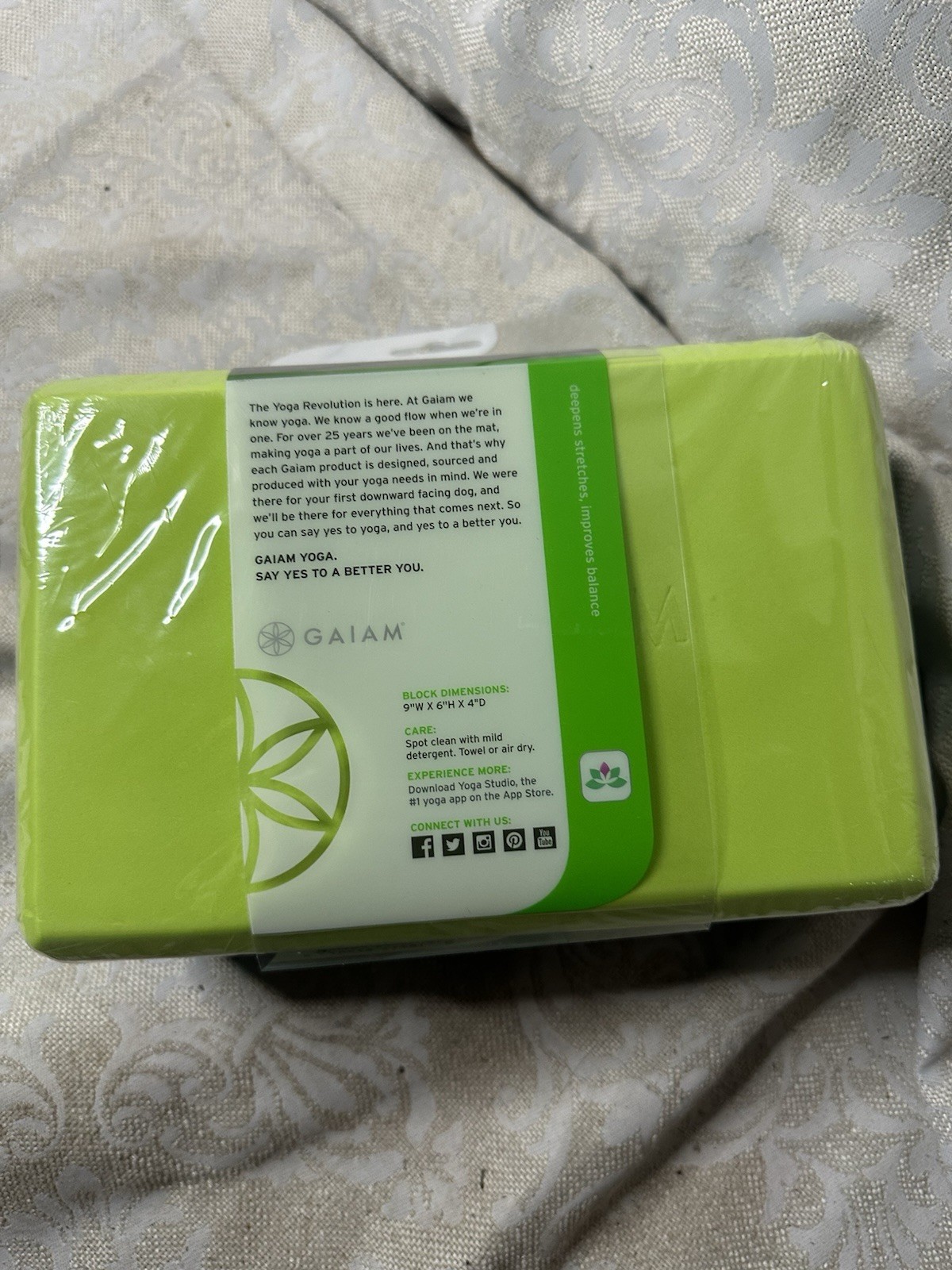 Gaiam Foam Yoga Block – Supportive Foam Soft Non-Slip Surface for Yoga W Socks