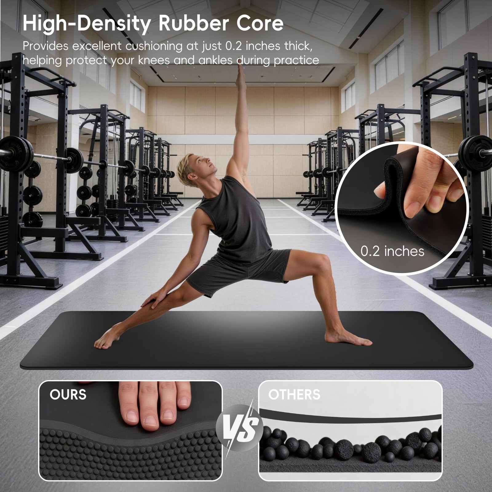 Professional PU & Natural Rubber Yoga Mat – Non Slip 5mm Thick Workout Mats f…