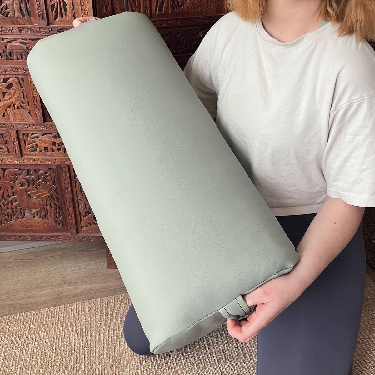 EZ Clean Standard Yoga Bolster – Sage – Firm, supportive, handmade, durable, …