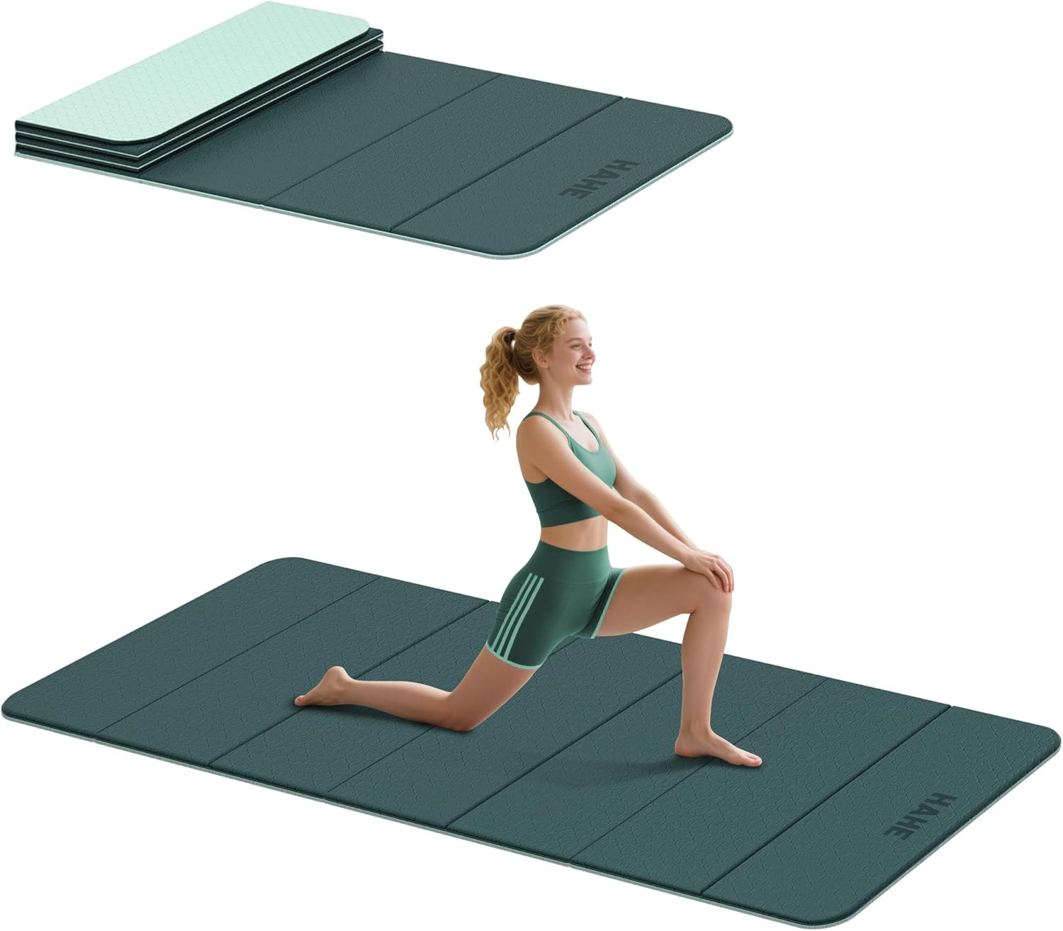 Foldable Yoga Exercise Mat, 74&Prime;Lx32&Prime;Wx1/3&Prime;Thick, TPE Multi-Purpose Workout Mats