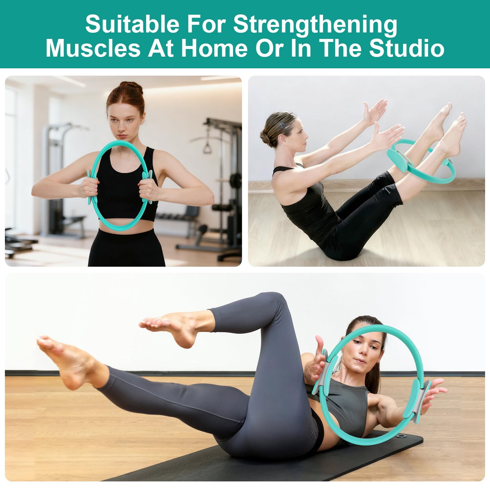 Pilates Ring 15 Inch Magic Circle Ring, Dual Padded Handles Green