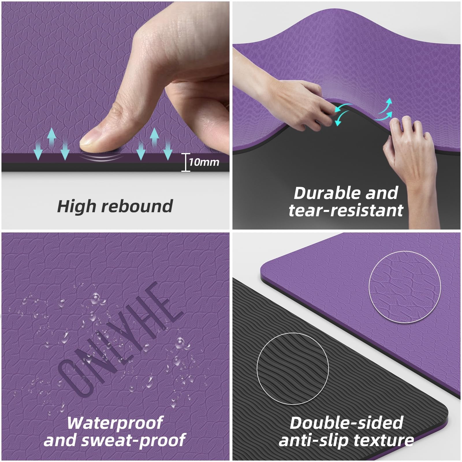 Yoga Mat Thick(10mm) Exercise Mat Non Slip Anti-tear,72&Prime;x35&Prime; Extra Large Pila…
