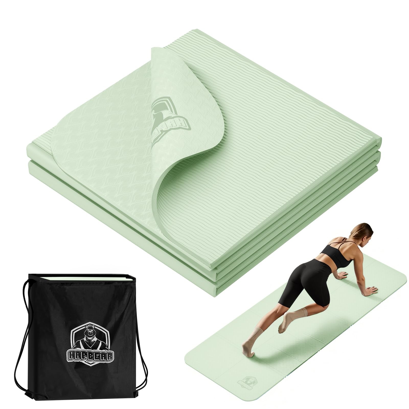 Foldable Yoga Mat – 72&Prime;x24&Prime;x0.24&Prime; (6mm), Non-Slip TPE Exercise Mat for Home W…