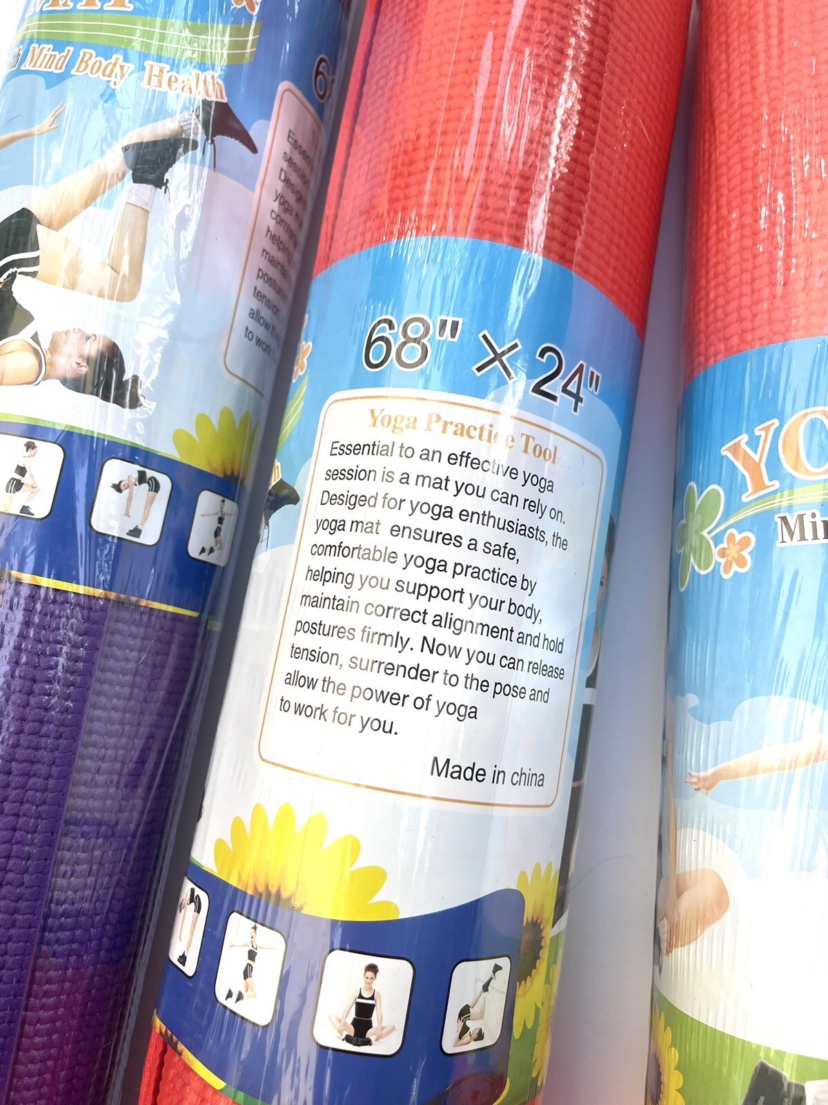 Set Of 6 Yoga Mat 3MM Non Slip For Gym Exercise Fitness Pilates Workout Bundle