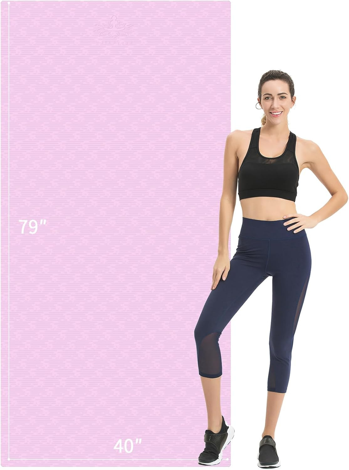Extra Long Non-Slip TPE Yoga Mat 79&Prime;x40&Prime;x1/2&Prime; for Home Gym & Workouts