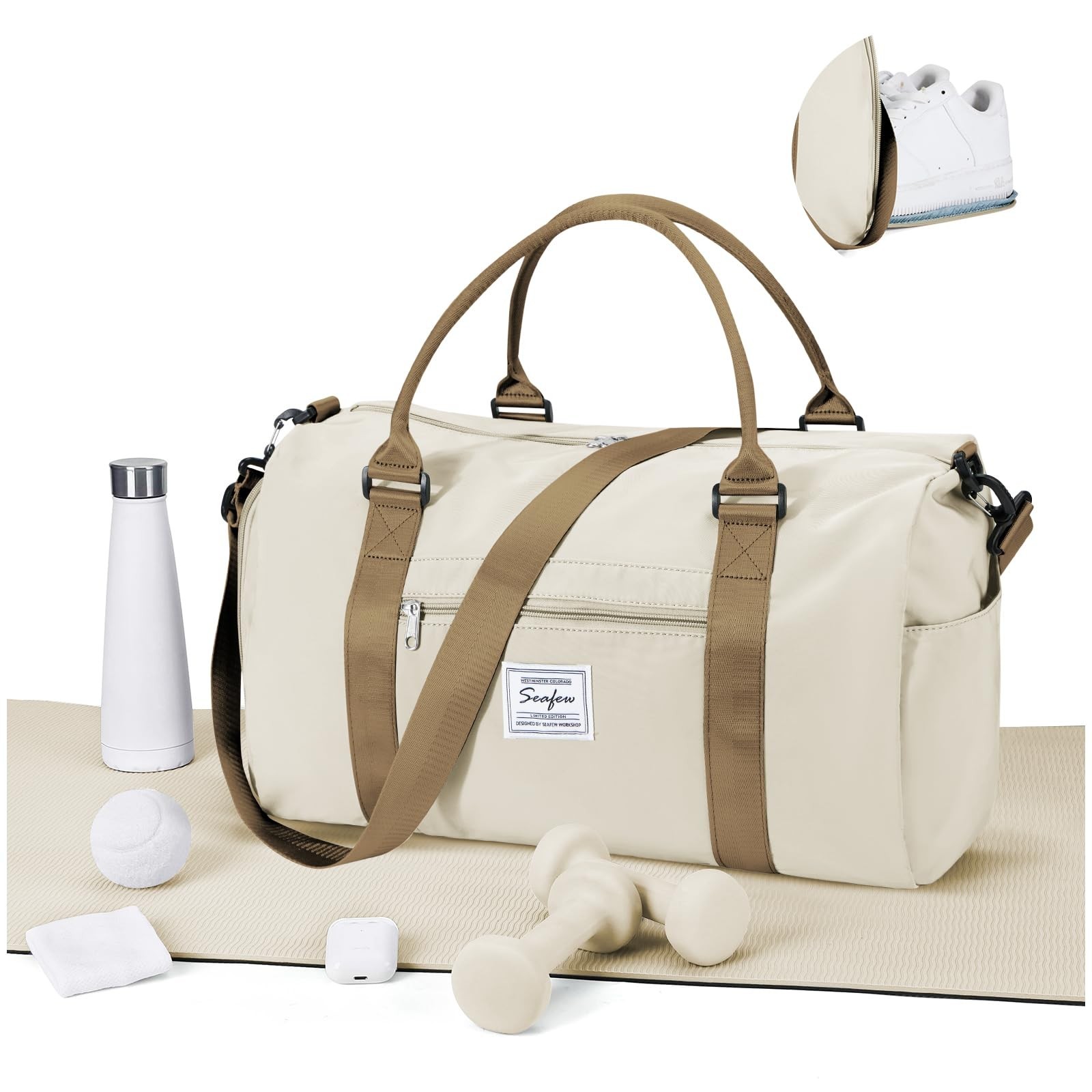 Gym Bag for Women Men with Shoes Compartment,Sports Duffle Bag Personal item …