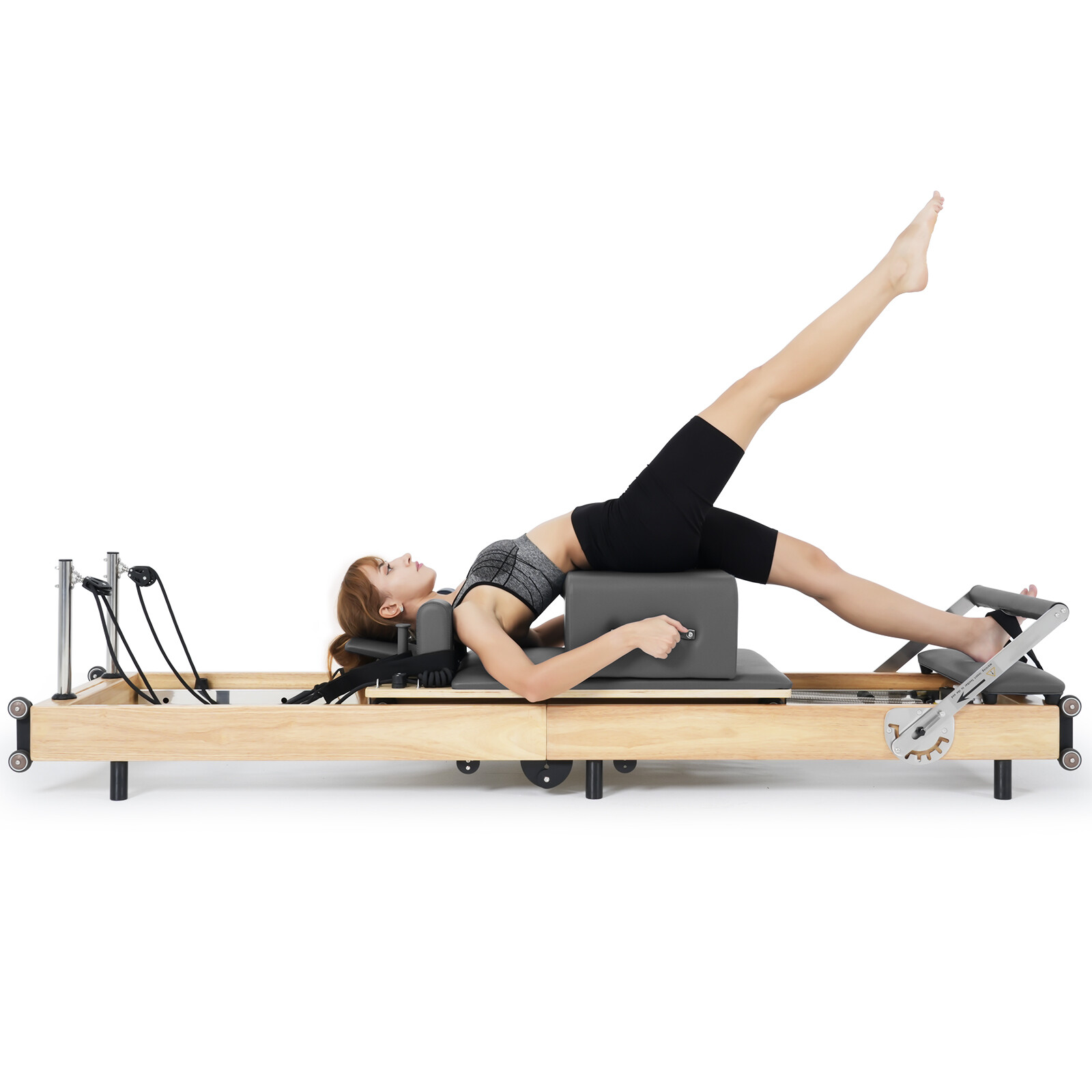 Pilates Reformer Machine,Oak Wood Home Pilates Equipment, with Reformer Box