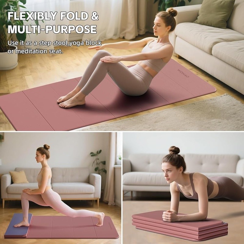 7-Fold Compact Workout Mat Non-Slip Yoga Pad TPE Material Dual-Sided Grip New
