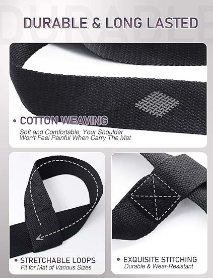 Yoga Mat Carrier Strap Adjustable Thick Wide Cotton Strap for Easy Mat Carrying