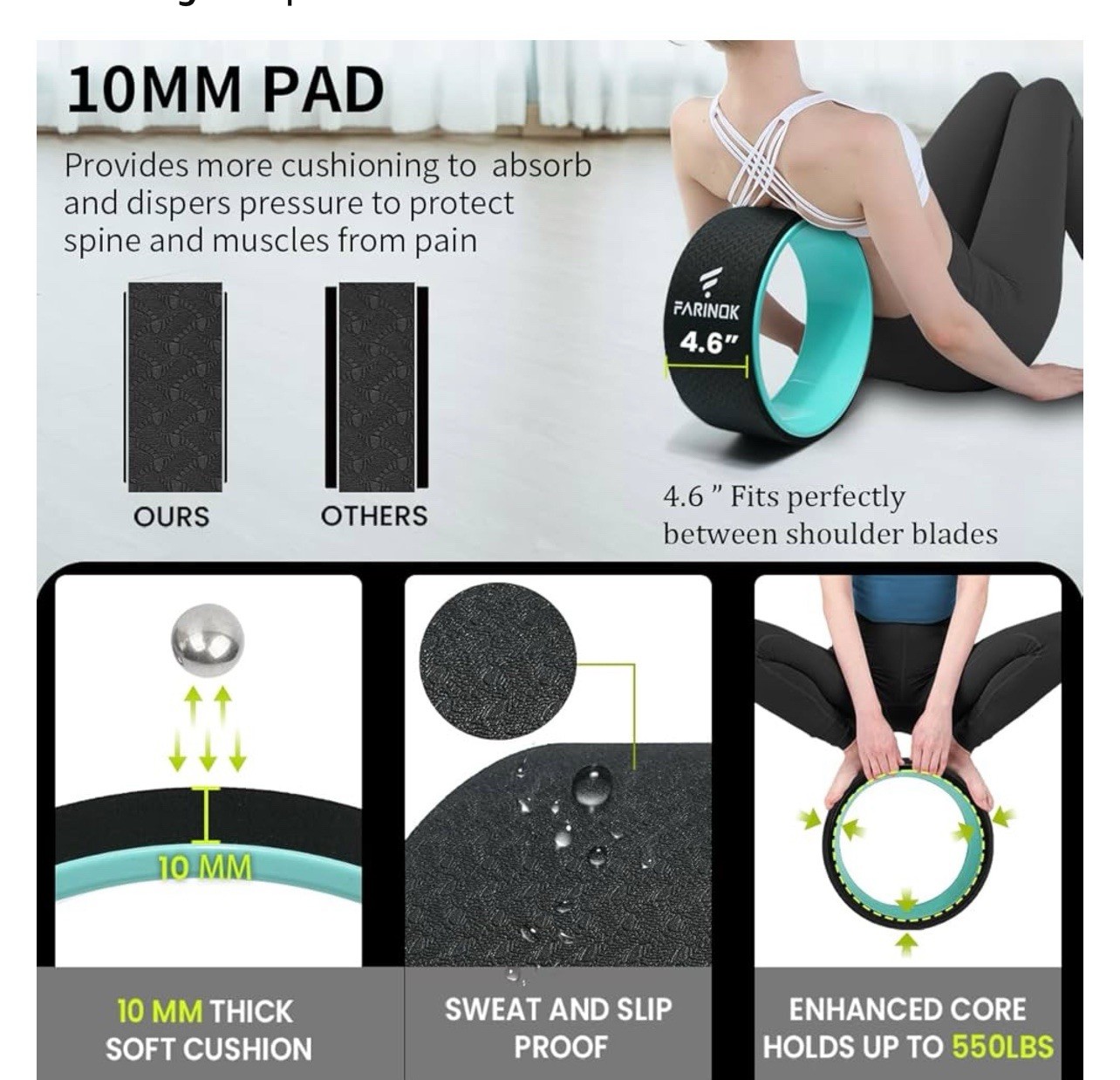 Yoga Wheel for Stretching & Flexibility to Help Back Aches Tension Deep Tissue