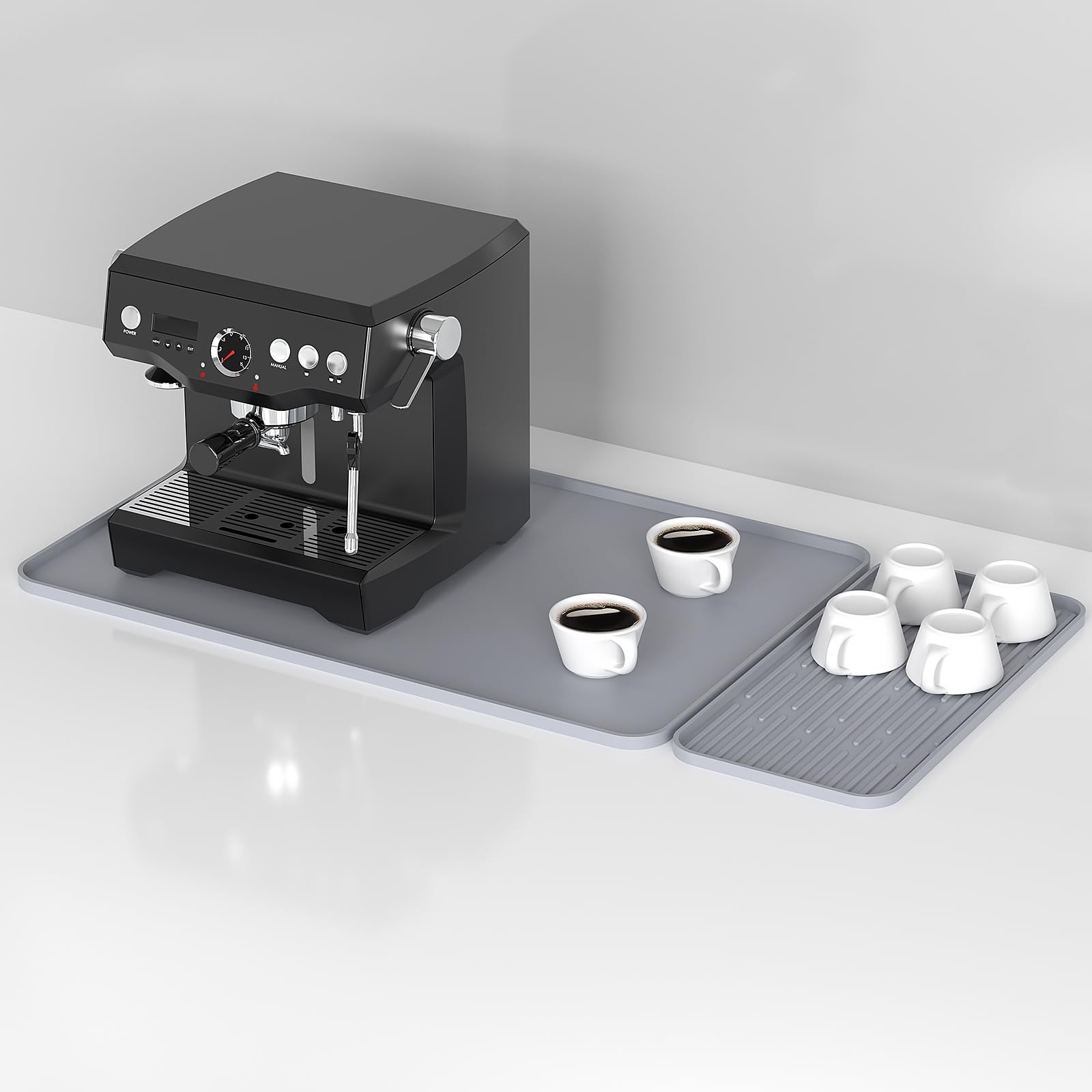 Coffee Mat, 2-in-1 Silicone Bar Mat with Detachable Dish Drying Pad, 24×16 In…