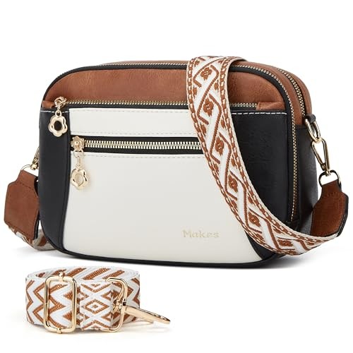 Crossbody Purse for Women Small Crossbody Bags Beige With Brown Extravagant
