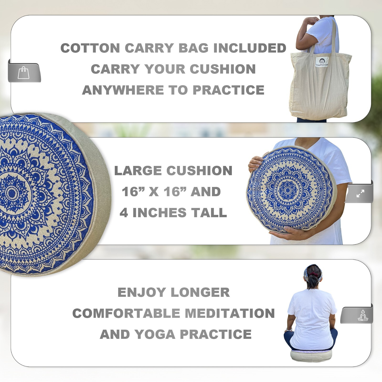 Tibetan Meditation Cushion Traditional Pillow, Comfortable Floor Pillow, Large