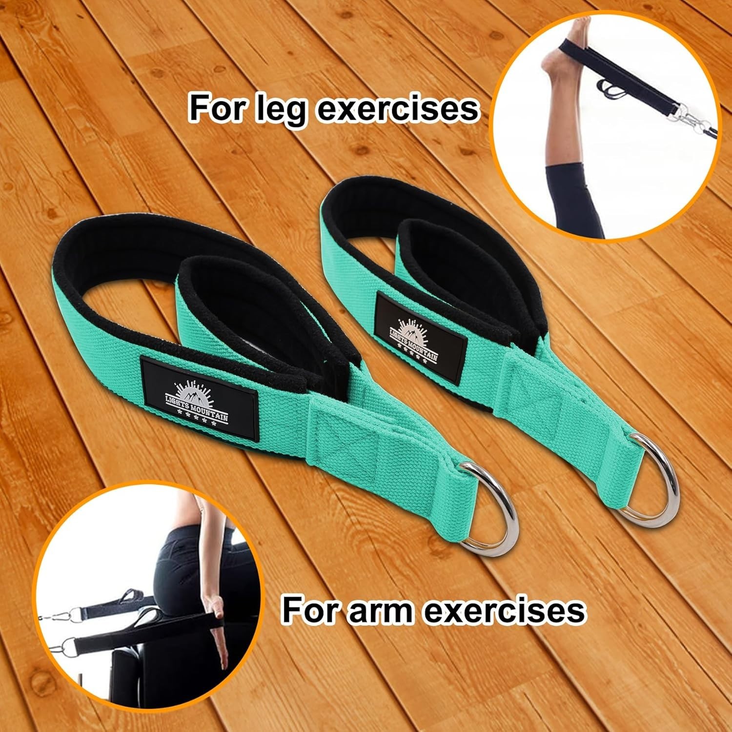 Durable Pilates Double Loop D-Ring Straps – Padded Handles for Reformer, Yoga…