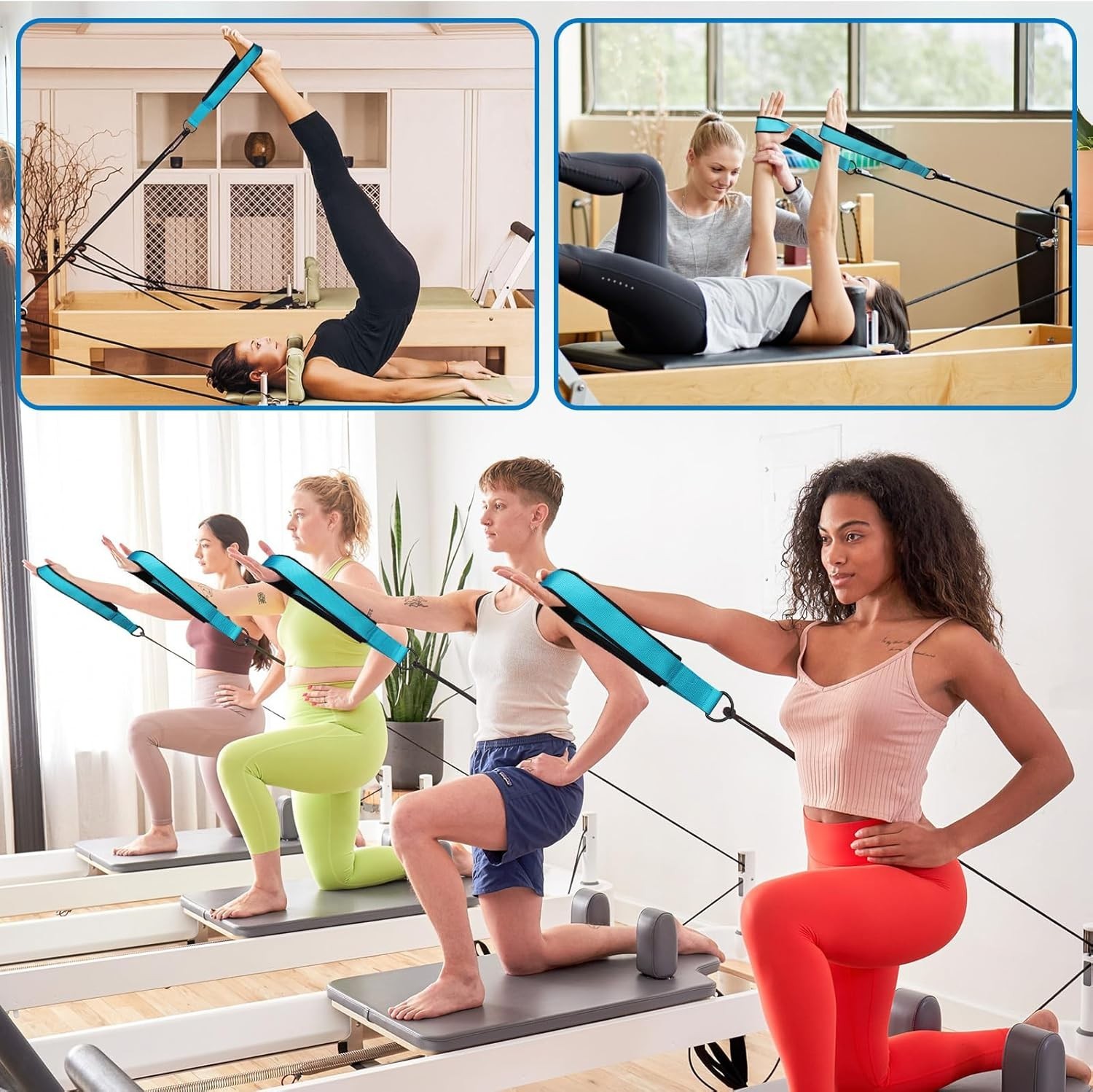 Pilates Straps – Double Loop D-Ring Straps for Reformer, Padded, Home Gym Wor…