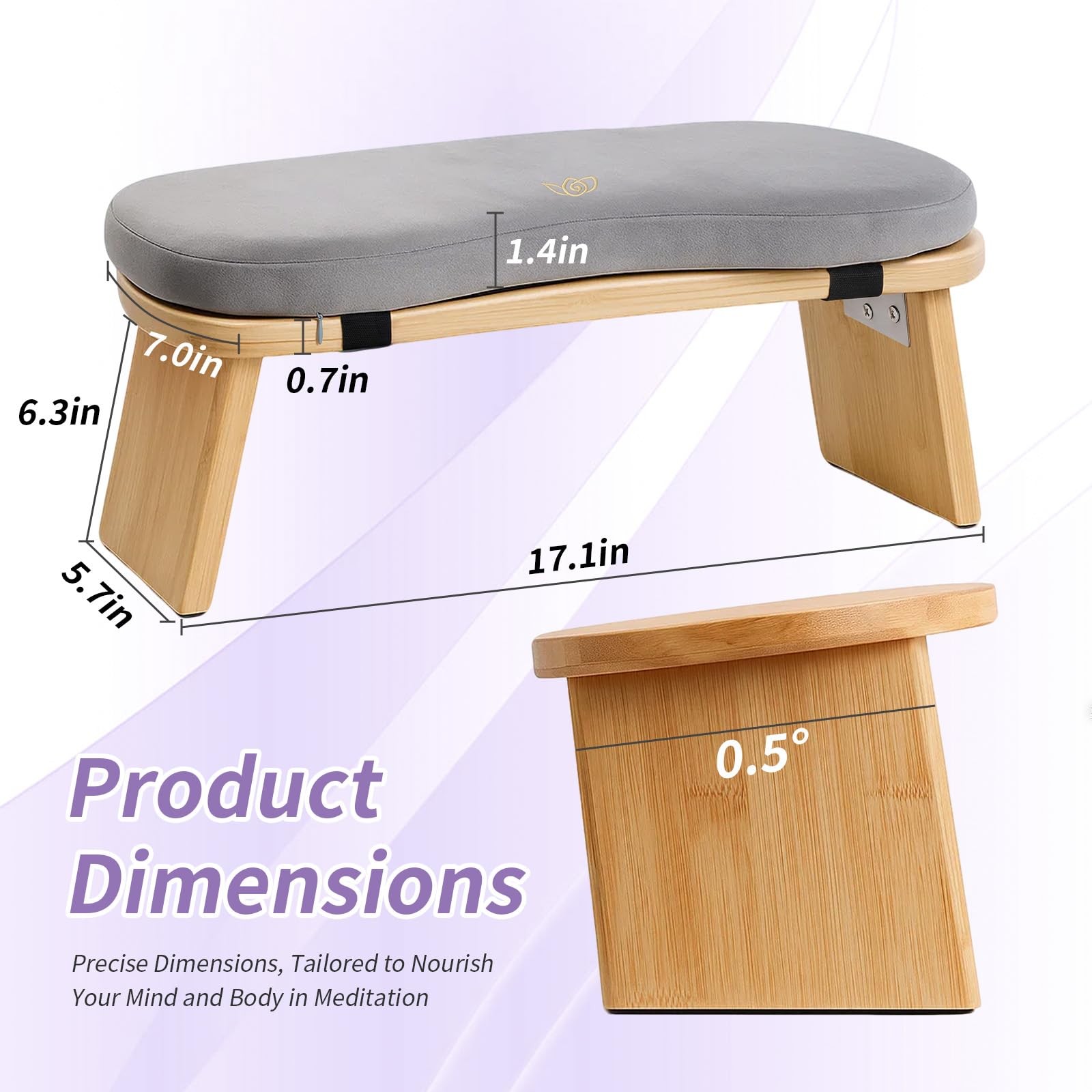 Meditation Bench, Folding Meditation Stool with Velvet Cushion & Carry Bag, S…