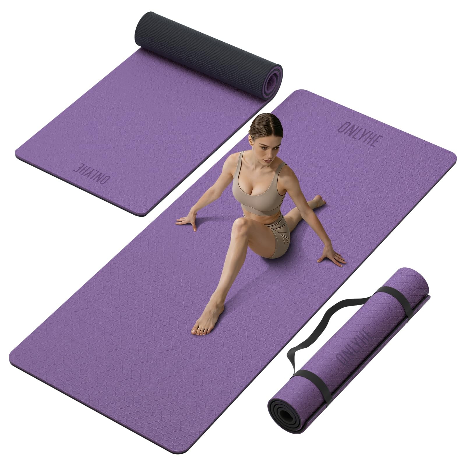Yoga Mat Thick(10mm) Exercise Mat Non Slip Anti-tear,72&Prime;x35&Prime; Extra Large Pila…