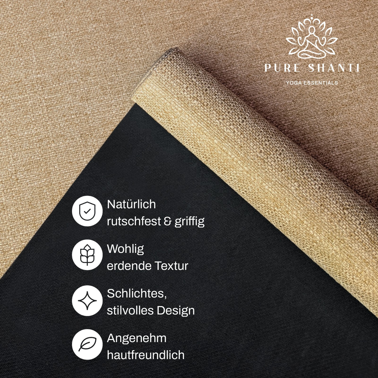 Non Slip Jute & Natural Rubber Yoga Mat | 100% Natural Material