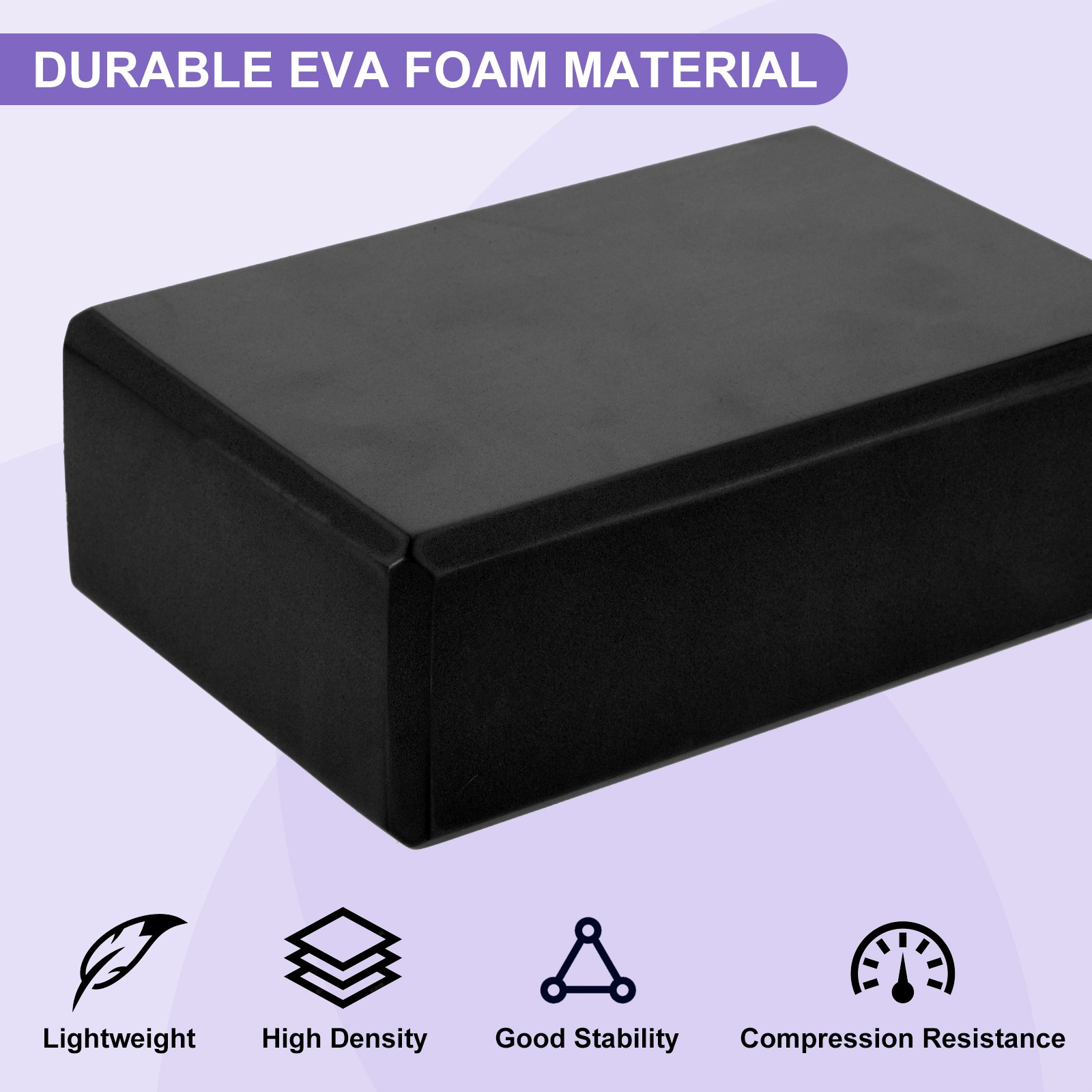 2Pcs Yoga Blocks and 1Pcs Black Resistance Band Set EVA Black Yoga Blocks