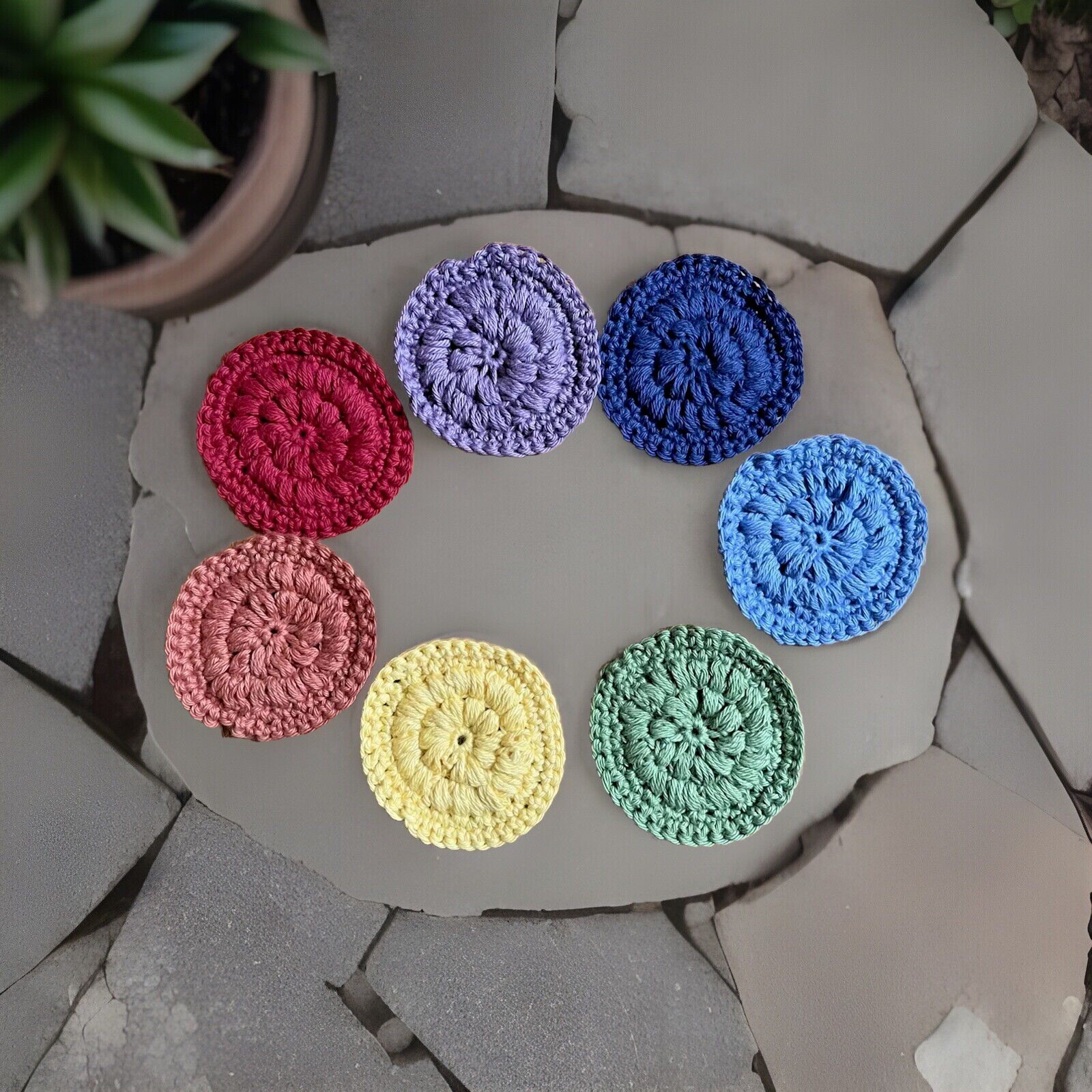 7 Piece Crochet Chakra Mediation Set – Yoga Energy Centers – 100% Cotton
